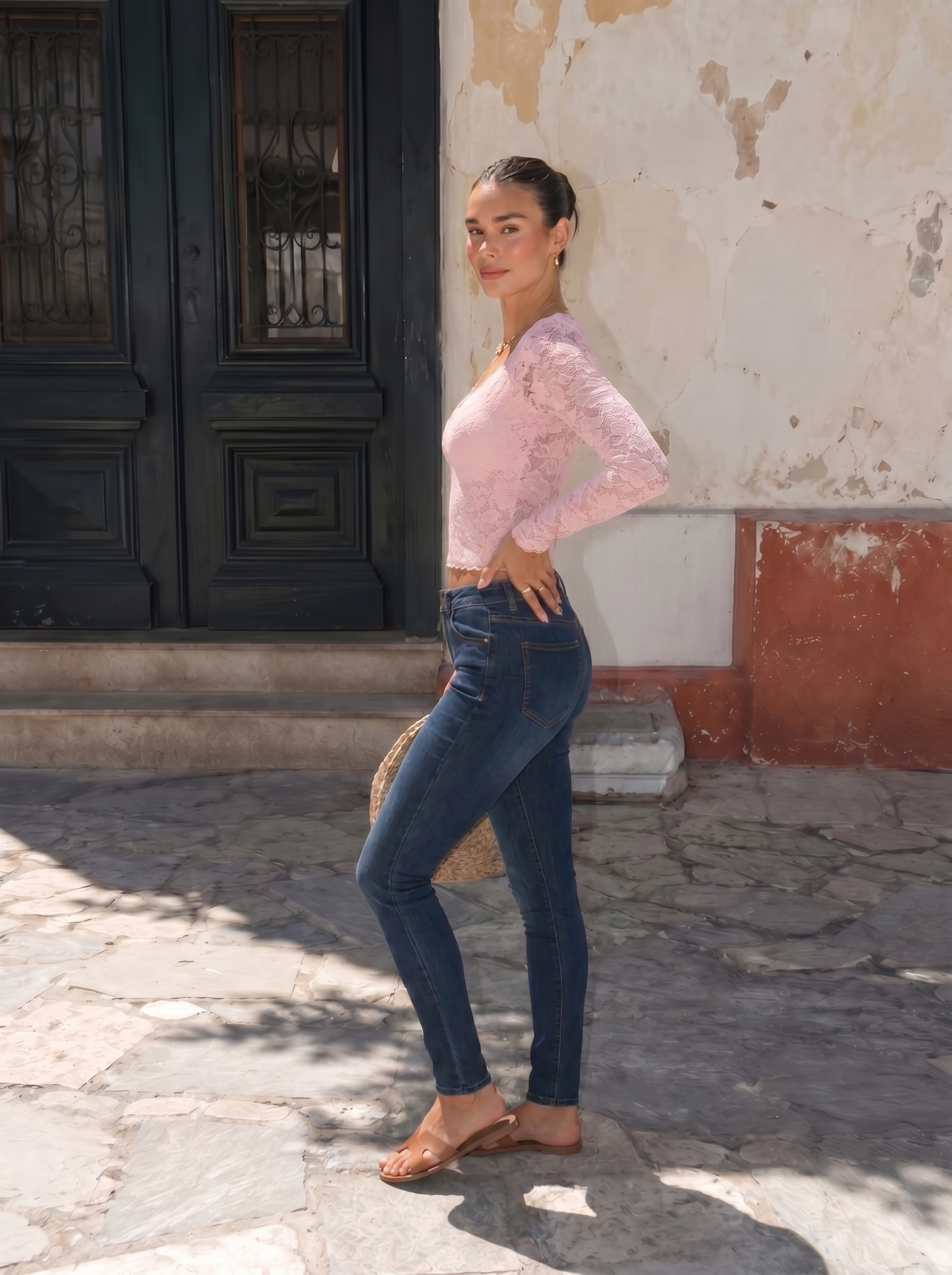 Sheer Lace Pink Top